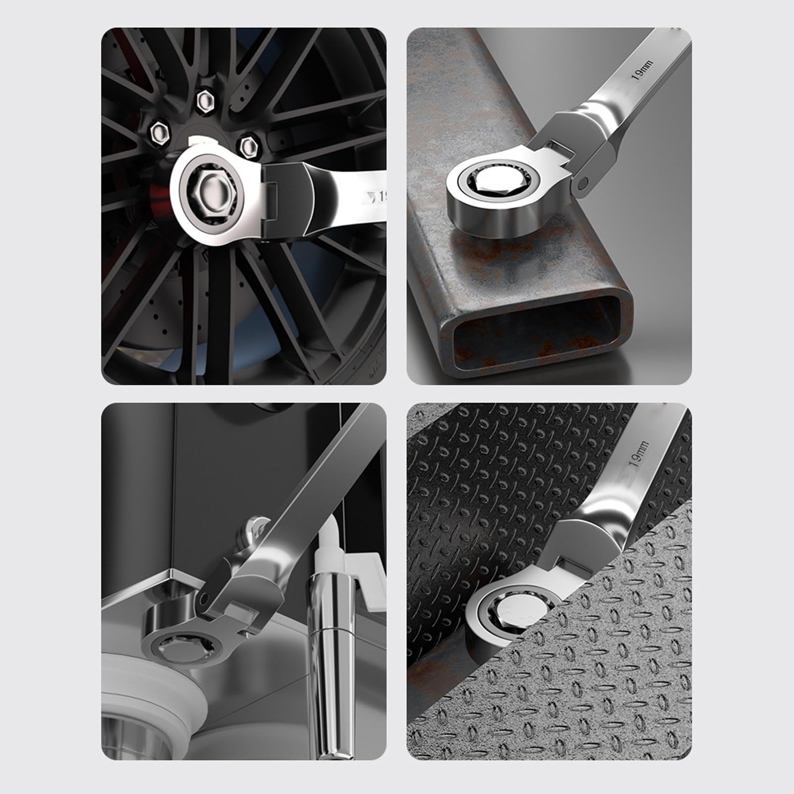 Chiavi a cricchetto reversibili con estremità scatolata Cricchetto a doppia testa da 6 a 19 mm Chiave per ingranaggi Chiave a cricchetto a doppia estremità