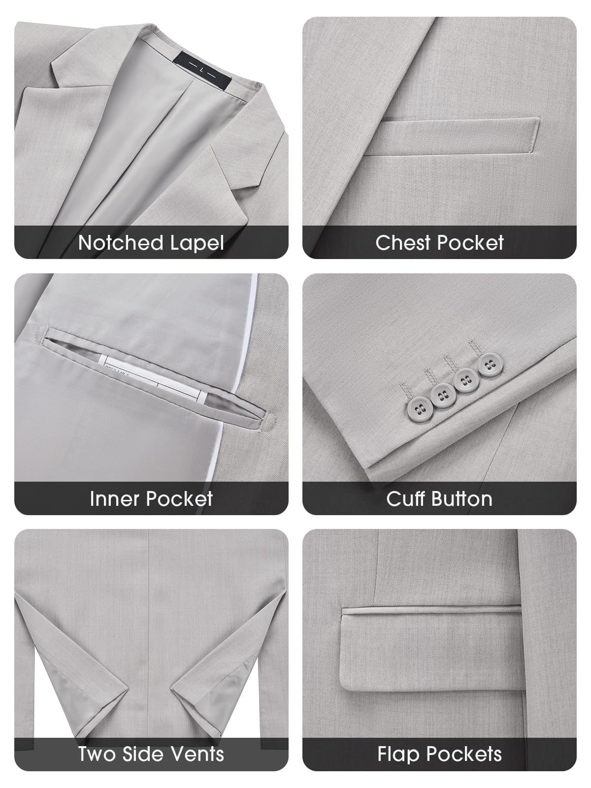 Traje Hombre 3 Piezas Slim Fit Un Botón Traje Ajustado Elegante Chaqueta Chaleco Pantalón para Negocios y Bodas