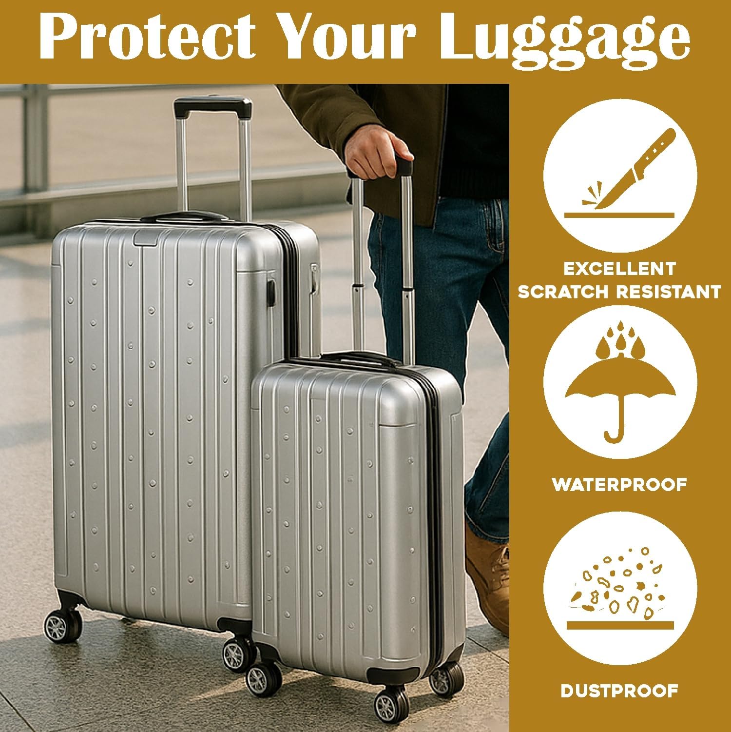 sensyne Combo of 3 Trolley Bag Cover/Suitcase Bag Cover/Waterproof Dustproof Luggage Cover/Zippered Clear PVC Suitcase AI K9 Professional Wireless (20,24,28 Inch) 4