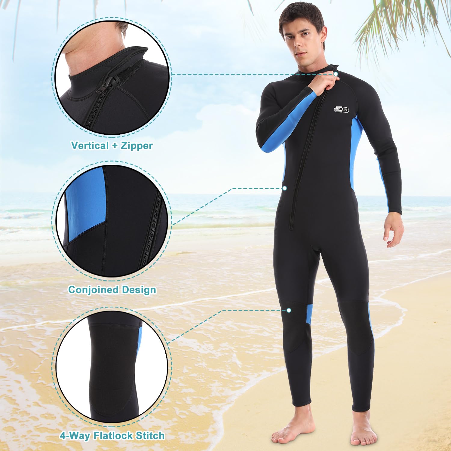 Muta da Uomo, Corpo Intero Muta Sub Uomo, Muta in Neoprene da 3mm Muta da Sub per Immersioni Snorkeling Nuoto Surf