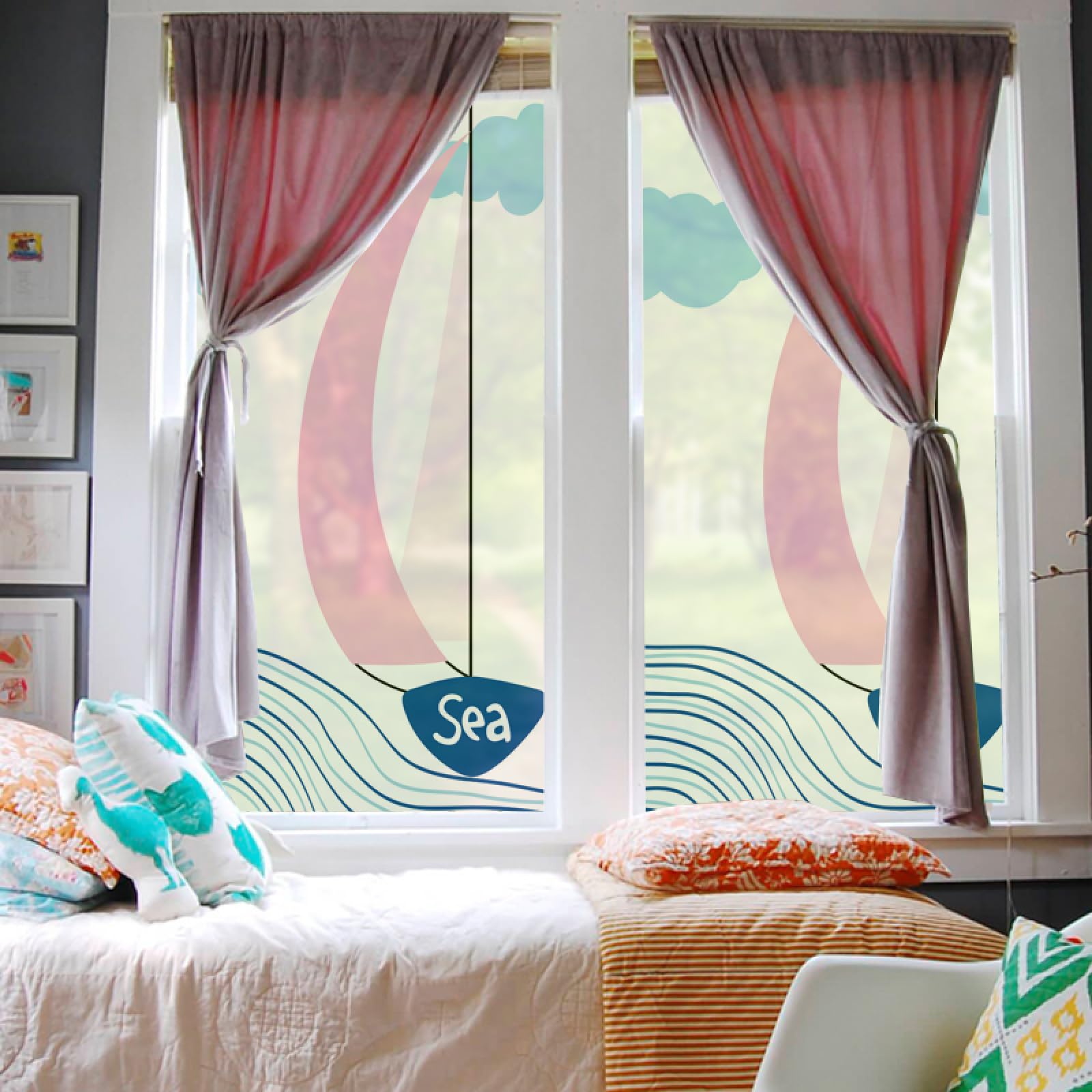 Fensterfolie Blickdicht Sichtschutzfolie, Sichtschutzfolie für Fenster, Pfauenblau, zum Abziehen und Aufkleben, für Badezimmer