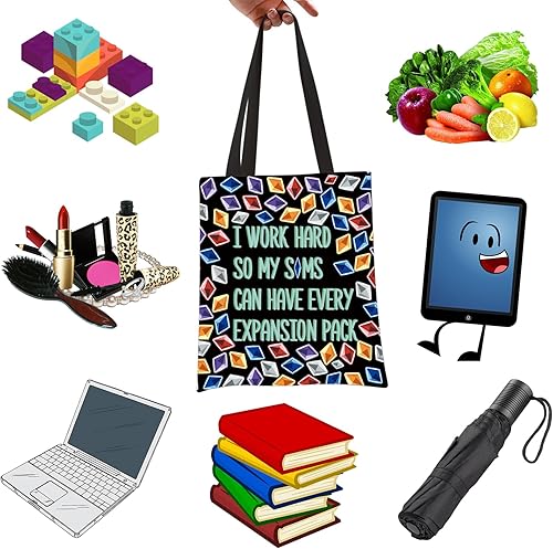 Miniatura 9 de WCGXKO Bolso divertido del maquillaje del juego de la mercancía del juego del regalo del videojuego para el jugador, TRABAJO DURO, Cremallera