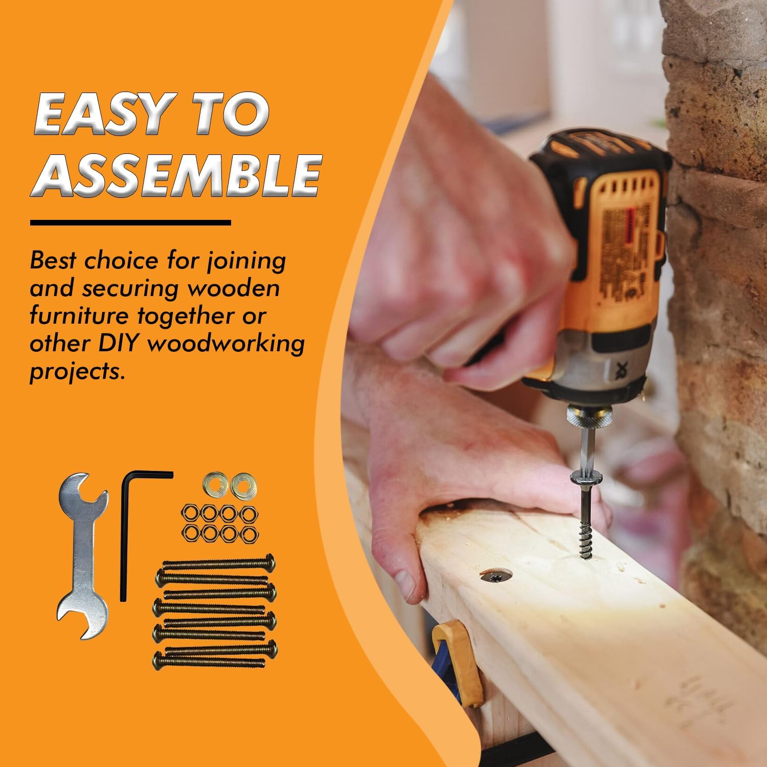 Kings Brand Furniture Bed Frame Hardware Set - Heavy Duty Screws and Bolts for Metal Bed Frame - Attach Headboard & Footboard - 42 Pcs image 6 of 7 B014WXITS0