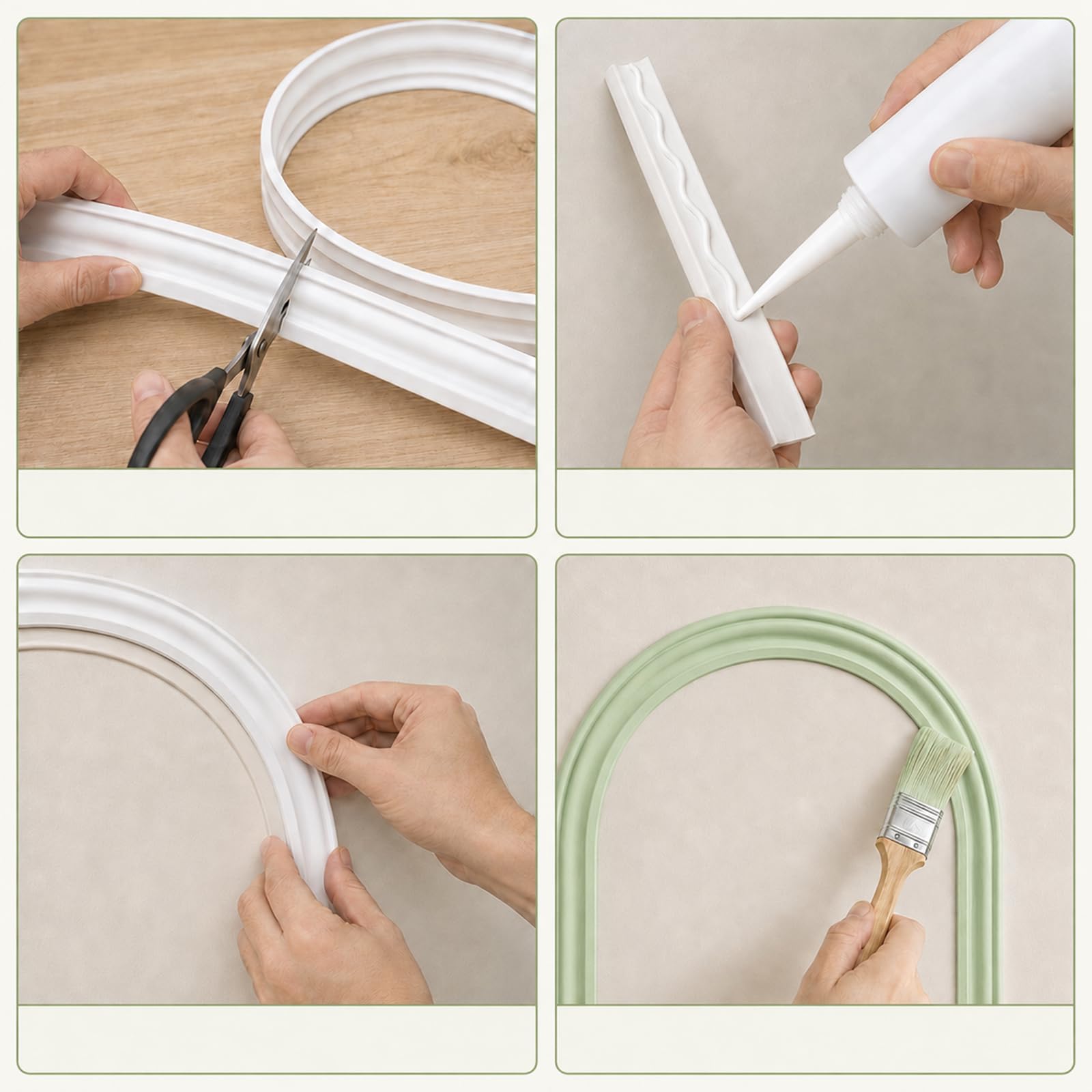 PVC Modanatura per Pareti Flessibile per Quadri, Porte, Boiserie, Specchi, Armadi E Rivestimenti Murali W 1.6cm, L 10m