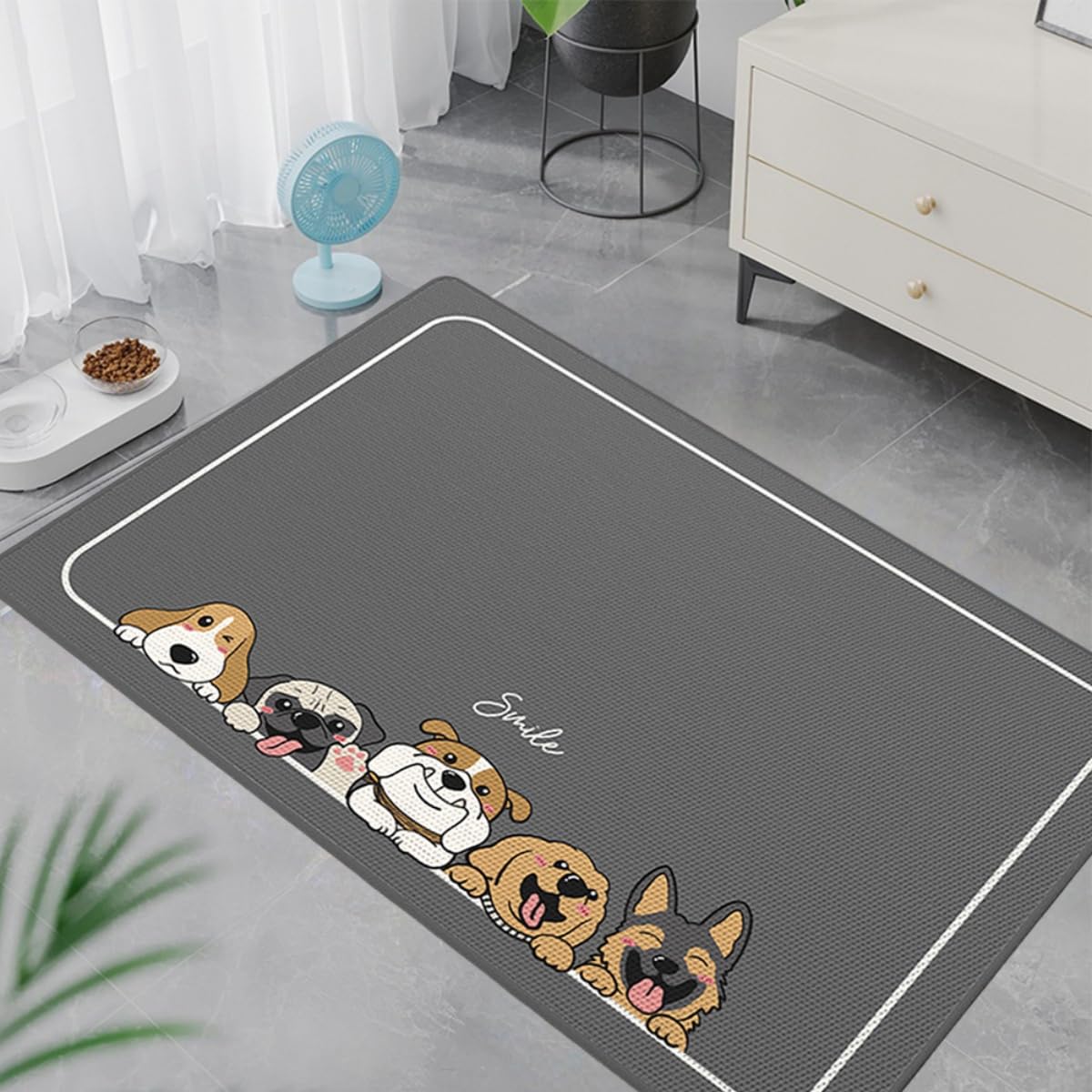 Mateju Dog Cooling Mat, Pet Cooling Mat No Gel, Cute Puppy Pattern Reusable Washable Pet Cool Pad Self Cool Ice Silk Pad for Home Travel, for Dogs Cats in Hot Summer (Family 2,65x90cm)