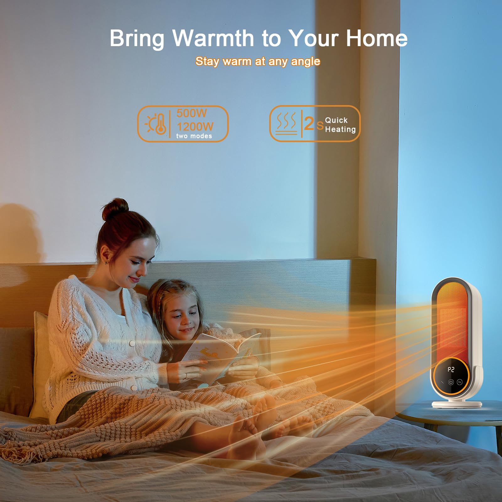 Calefactor eléctrico portátil pequeño para oficina, dormitorio, camping
