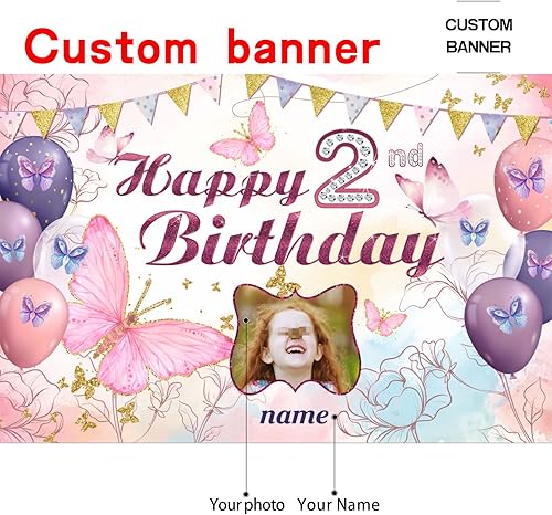 Miniatura 9 de Cartel personalizado de decoración de 2 cumpleaños con foto y nombre personalizados