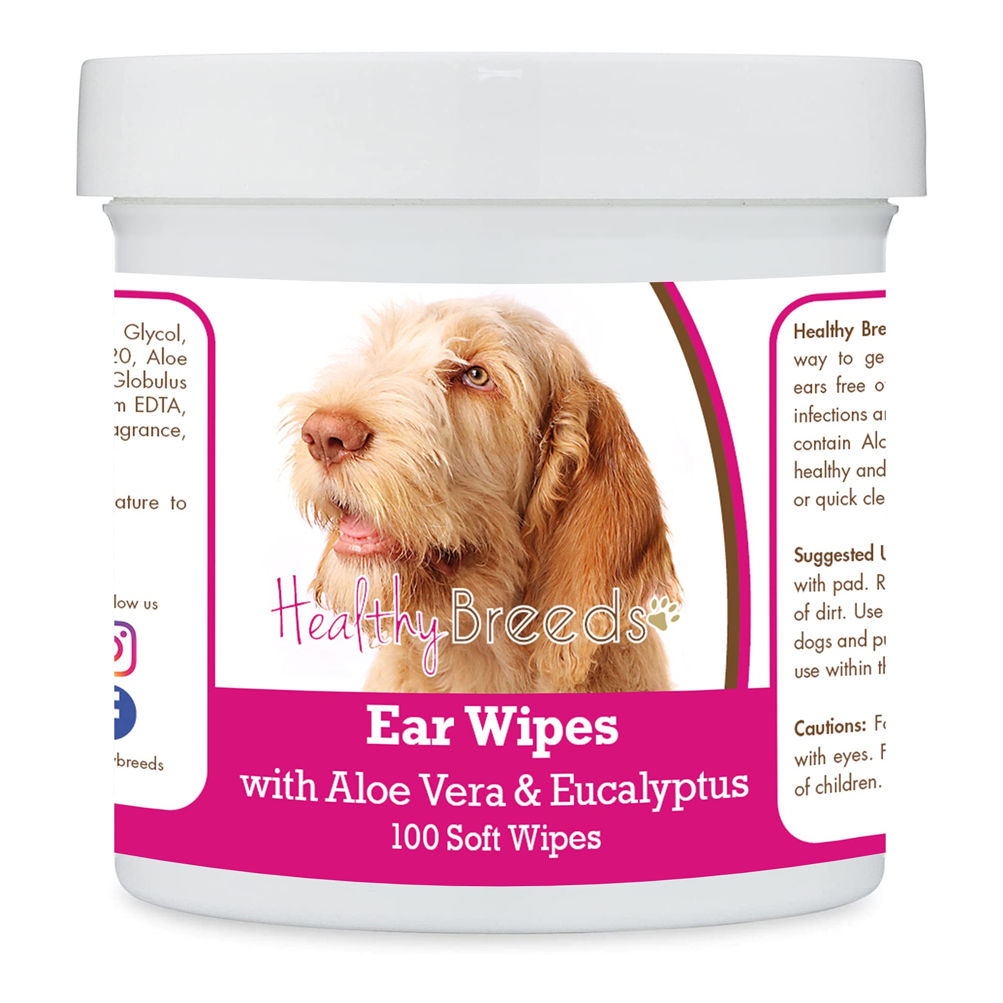 Healthy Breeds Spinoni Italiani Ear Cleaning Wipes with Aloe &amp; Eucalyptus for Dogs 100 Count
