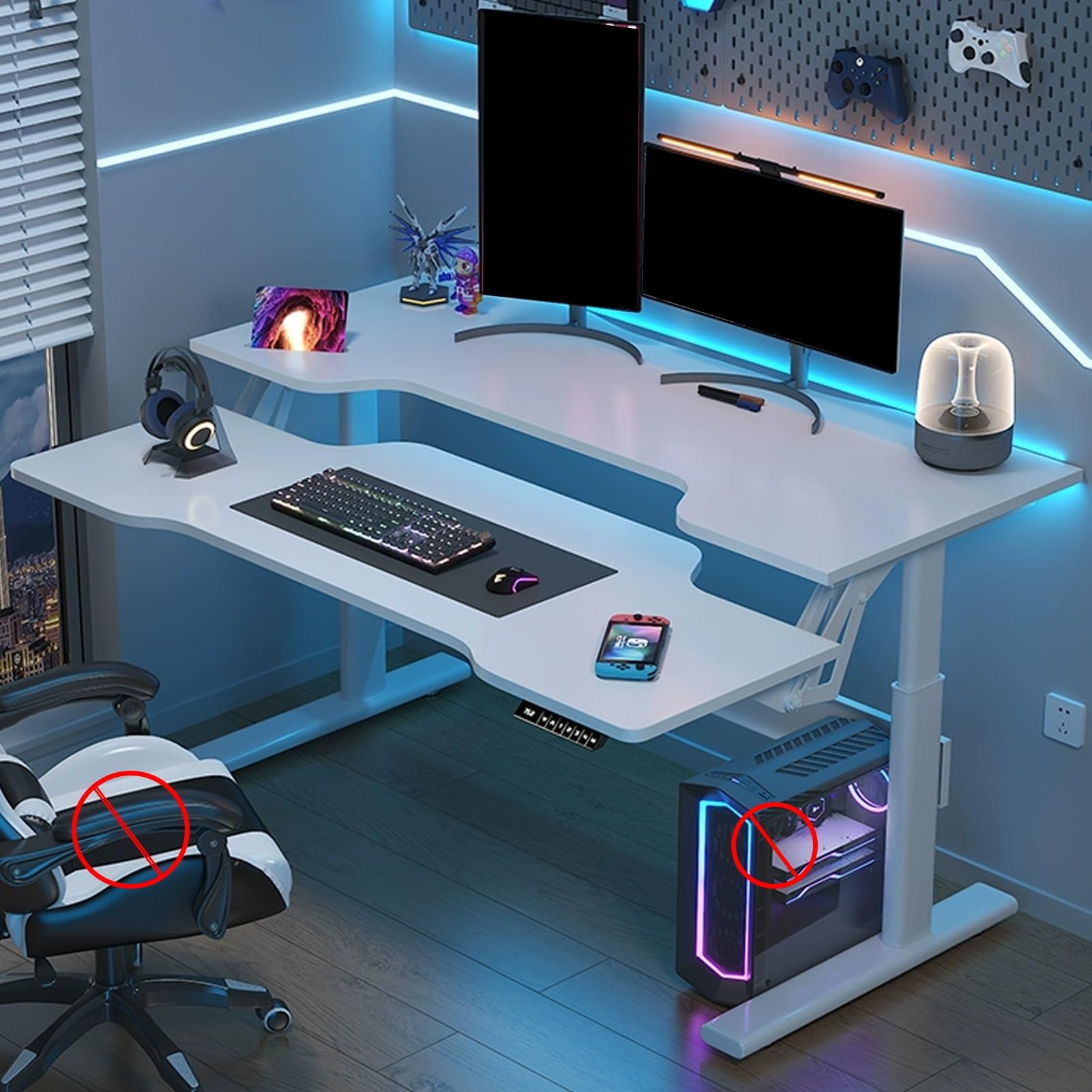 MYUYEE Jkghk Adjustable Standing Desk, Stand Up Desk Riser With Wide Keyboard Tray, Sit Stand Desk With 4 Height Memory Buttons, Workstation For Home And Office (Grey-31In)