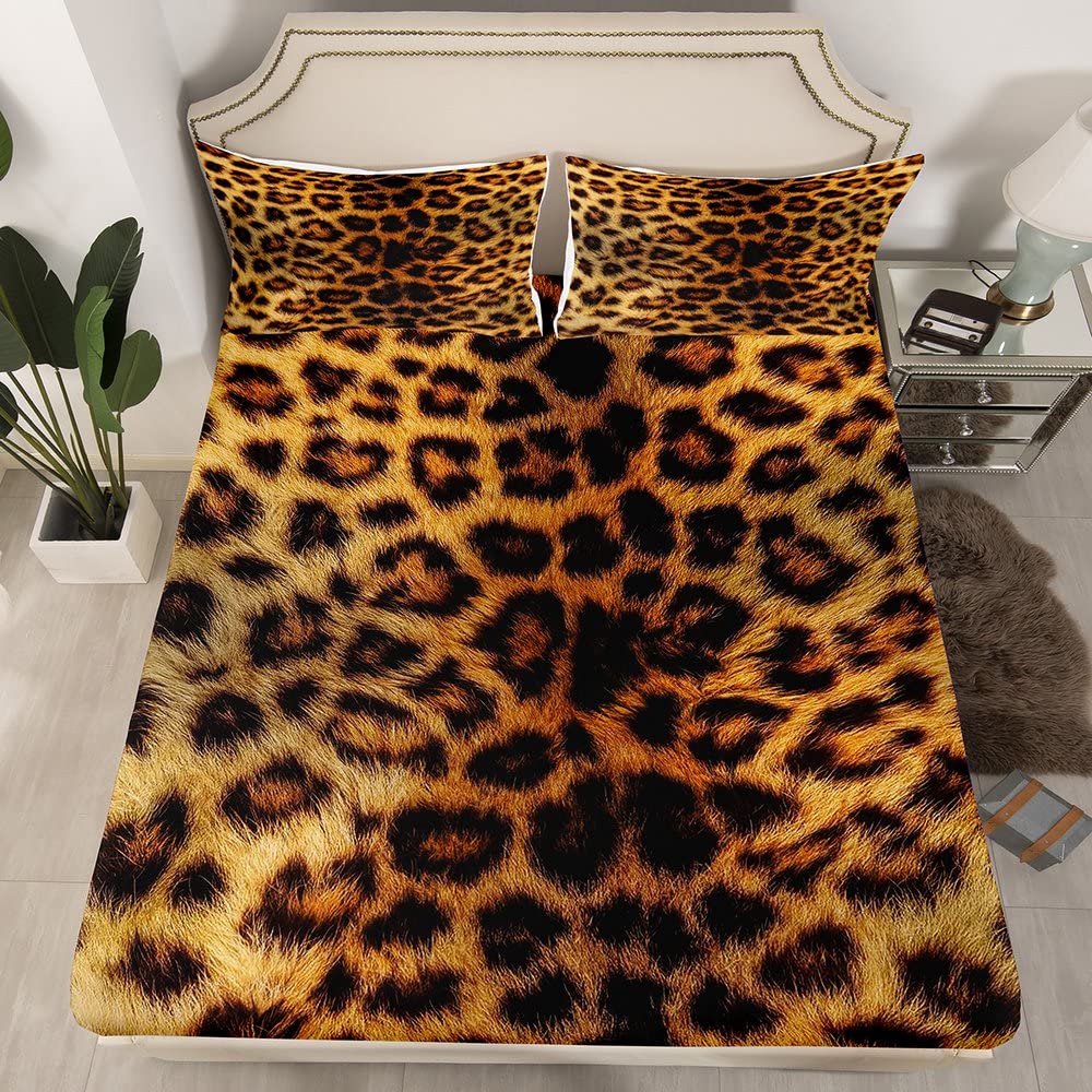 Parure de lit polaire double au motif léopard sauvage et texture ultra douce