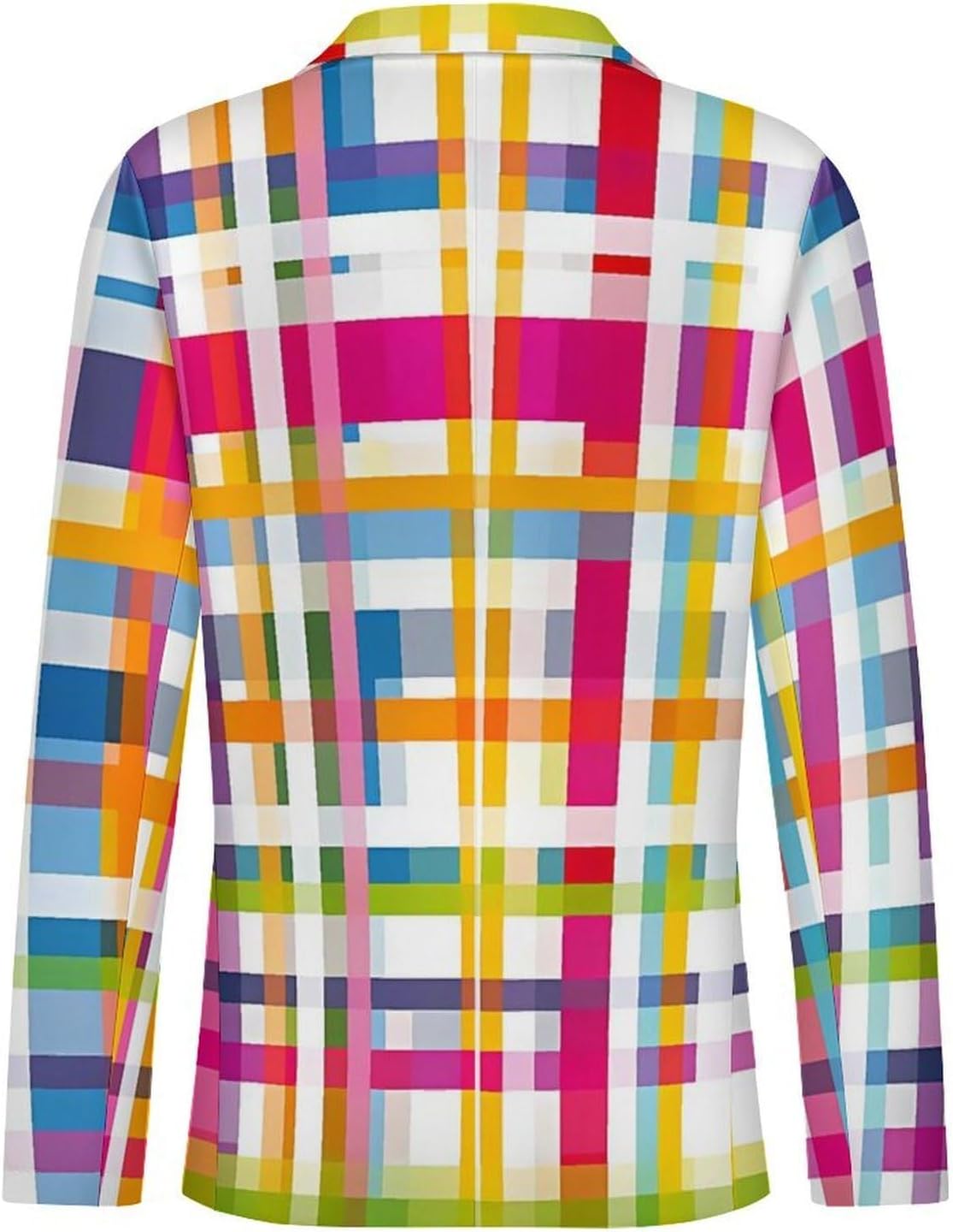 Rainbow Madras Check Suits Blazer for Men Buttons Jacket Coat Business 6X-Large