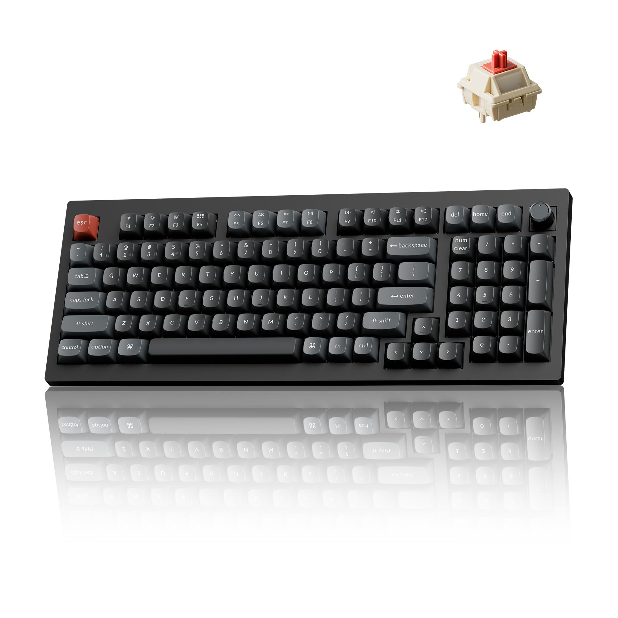 Keychron V5 Ultra 8K Wireless Mechanical Keyboard 96% Red Switch for Mac | 8000Hz Tri-Mode Control, 2.4GHz, Bluetooth 5.3 and USB-C, plus Launcher remapping and macros for Mac/Windows/Linux, Black