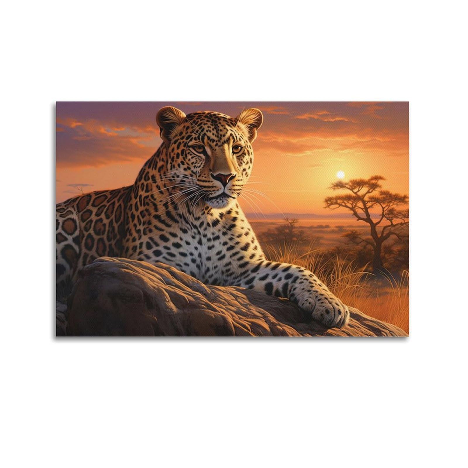 JTLFXY Animal Artwork Poster Leopard in The Sunset Poster Decorative Painting Canvas Wall Posters And Art Picture Print Modern Family Bedroom Decor Posters 20x30inch(50x75cm)