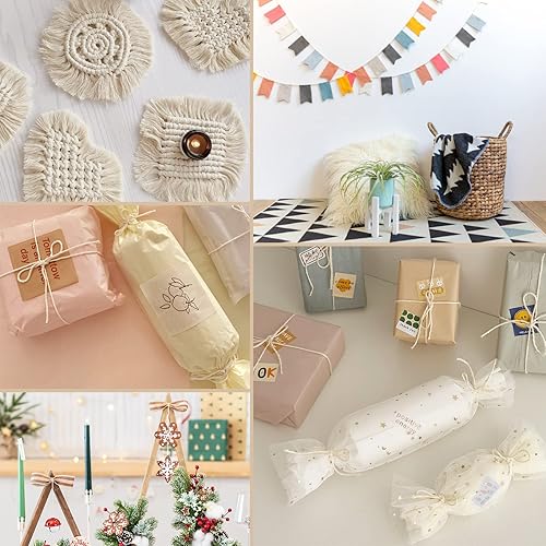 Vista 5 de Anvin 300 metros de cordel de yute natural de algodón Cordel de embalaje Cordel de panaderos Cordel beige Cordel para envolver Carniceros Arte