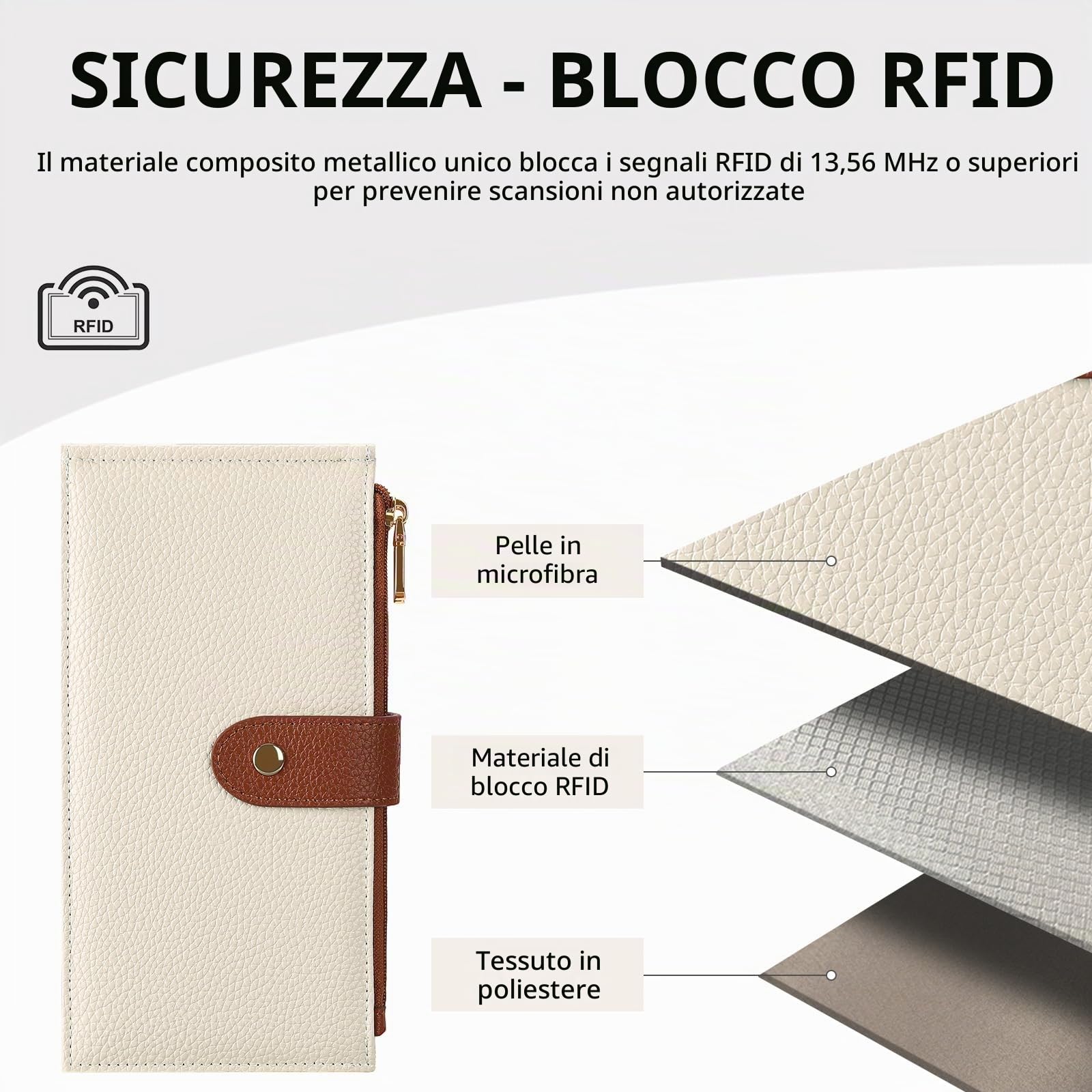 GOIACII Portafogli da donna con blocco RFID, grande, da viaggio, con porta carte di credito