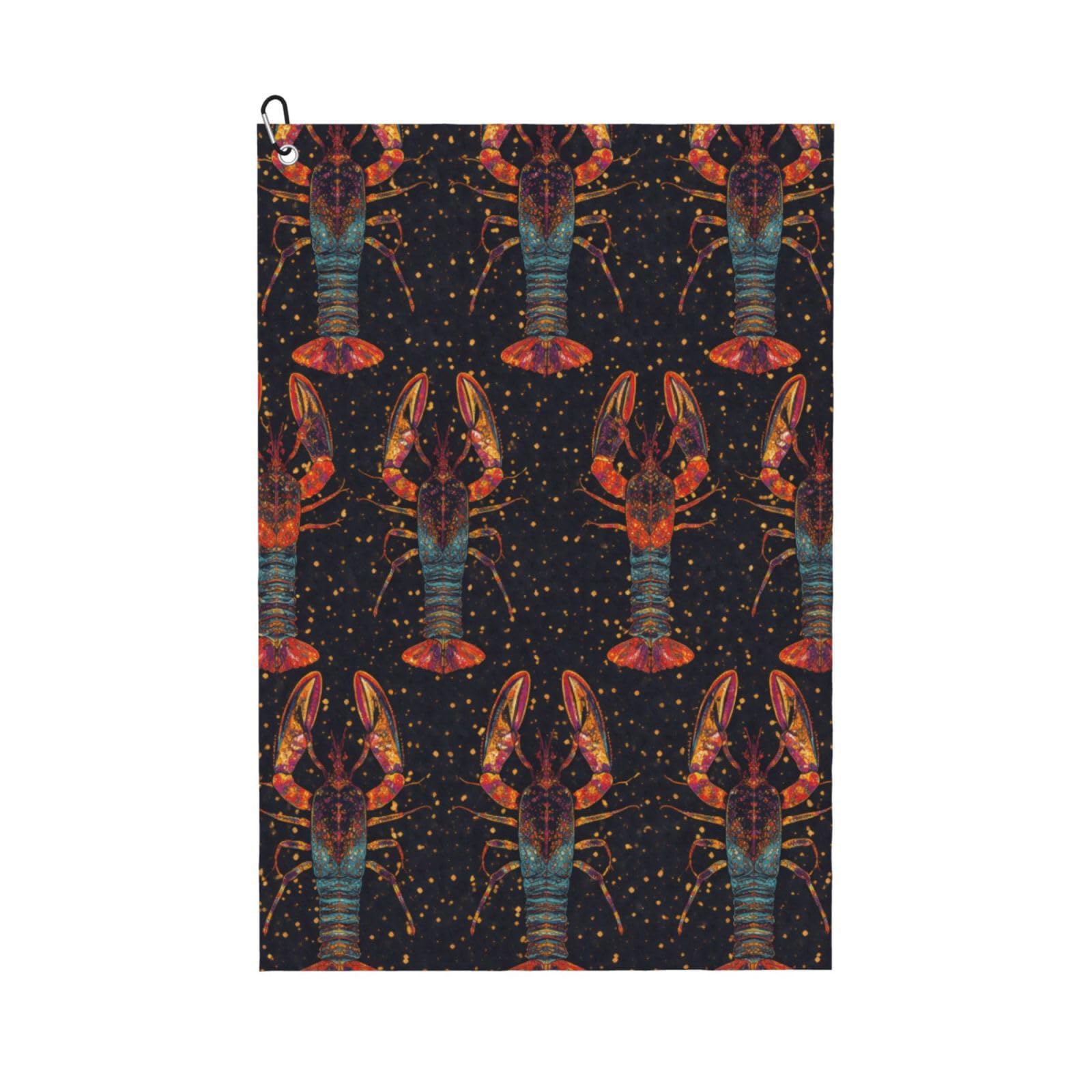 Oudrspo Aesthetic Lobster Colorful Print Multi-Functional Golf Towel | Absorbent Quick Drying 16x24in