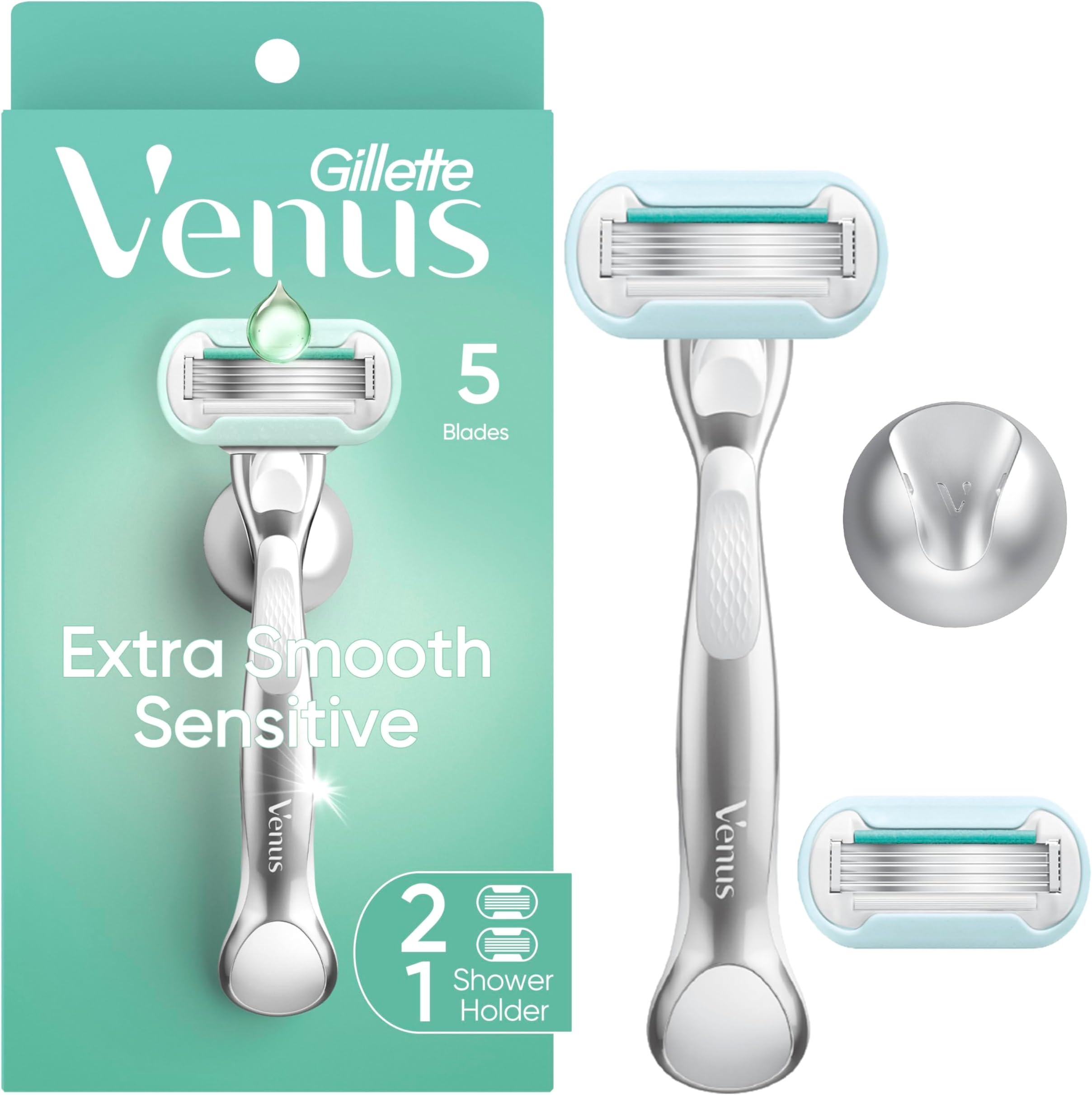 Deluxe Smooth Sensitive Women's Razor Handle + 2 Blade Refills