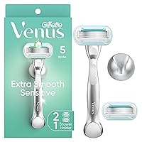 Vista 11 de Gillette Venus Mango de maquinilla de afeitar extra suave y sensible dorado para mujer + 2 recambios de cuchilla, incluye soporte de ducha
