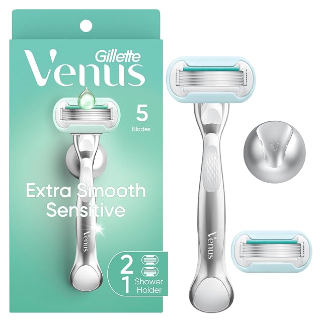 Gillette Venus Extra Smooth Sensitive Razor for Women Includes 1 Reusable Razor Handle 2 Refills for Sensitive Skin