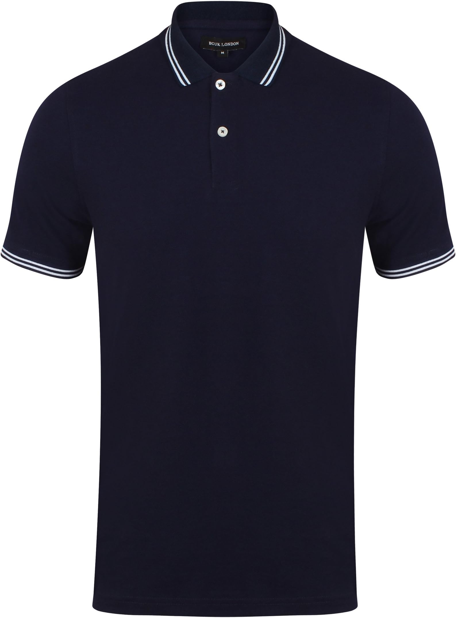 Men's Cotton Tipped Polo Shirt Navy Blue Red