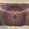 RAJRANG Cotton Peacock Mandala Tapestry Bohemian Wall Hanging Hippie Bedspread Bed Sheet Picnic Beach Cloth Decorative Throw for Living Room Bedroom Golden Blue 213x230 cm