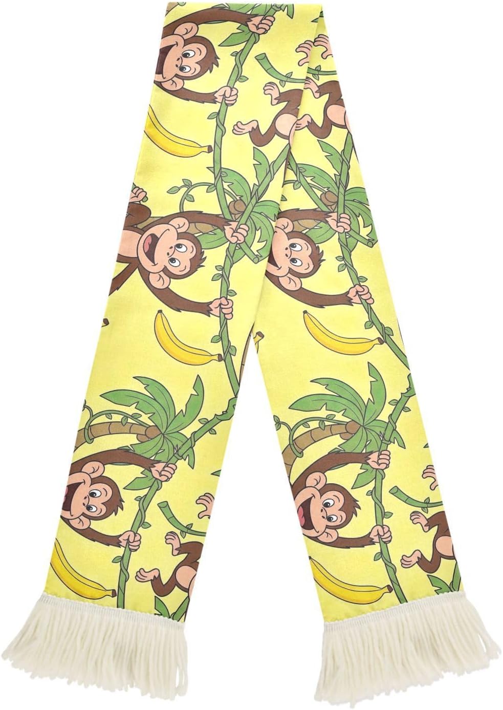 CHIFIGNO Cartoon Monkeys Palm Trees Sports Fan Scarf Towel, Soft Absorbent Polyester Rally Scarf for Soccer Fans, Quick Dry Cheering Banner