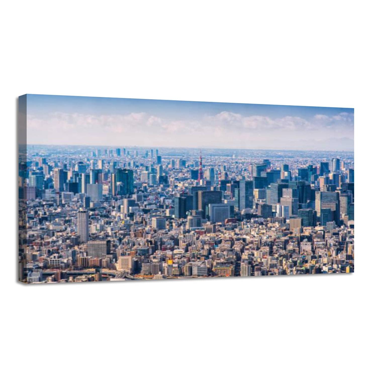 Canvas Wall Art Print Mt jufi Tokyo skyline Japan Large Size Stretched & Framed Wall Painting Artwork Poster Wall Decor for Living Room Ready to Hang 20"x40"