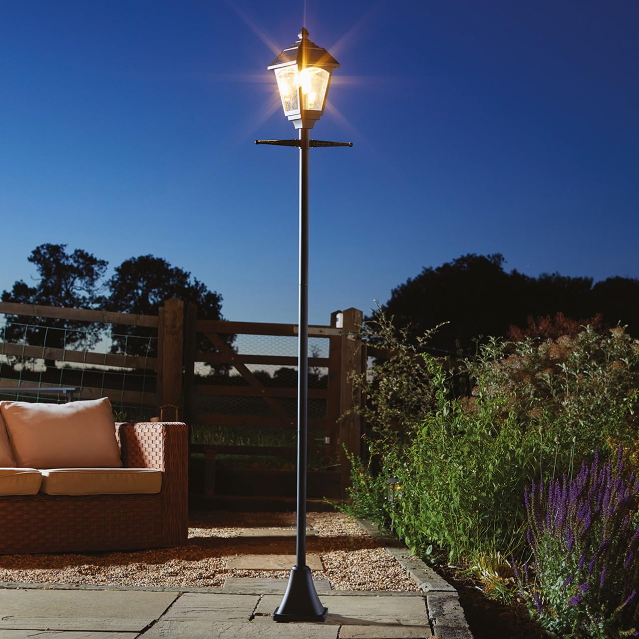 Mysmartbuy.com Black Solar Powered Victorian Style Lamp Post - 200 Lumen Led Outdoor Garden Lamppost Light With 365 Day Illumination For Patio, Decking, Lawn, Yard, Pathway – Measures H200 X W38 X D18cm