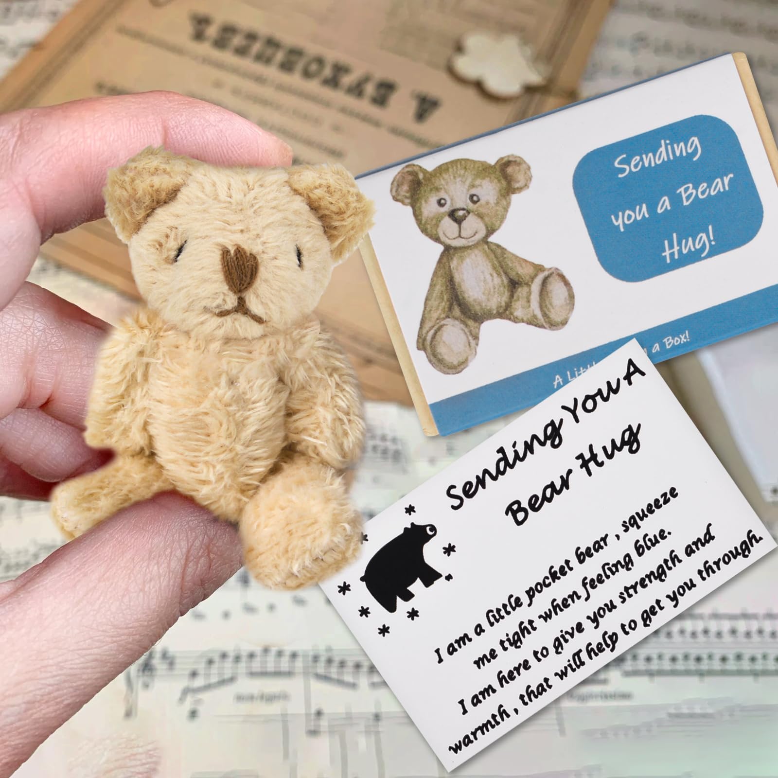 Pipihome Worry Bear Hug in a Box, Worry Bear Hug a Lumps with Inspirational Card - Image 3