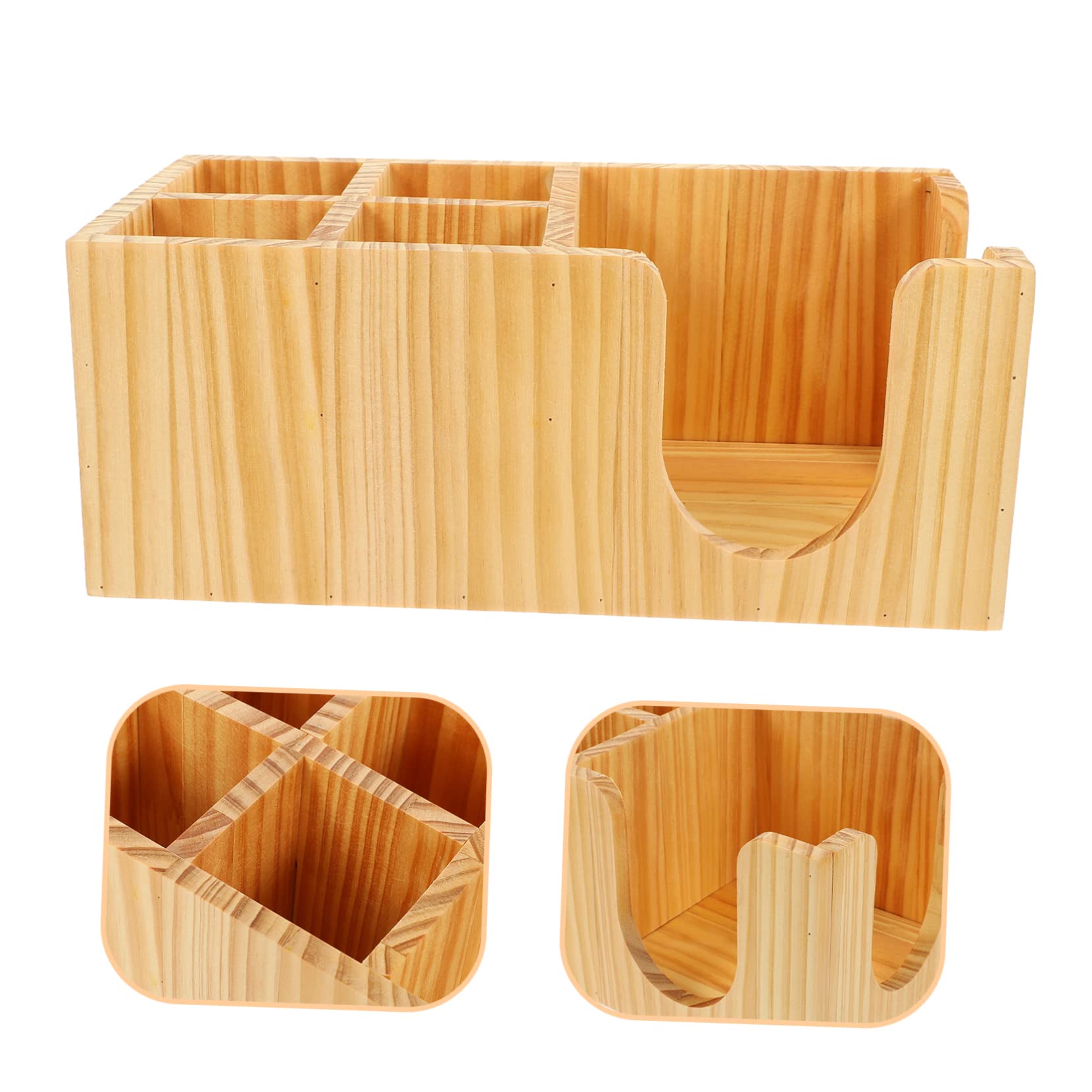 Cabilock Organizer Aufbewahrungsbox Kaffeebar mit Fächern zur Aufbewahrung von Kaffeezubehör und Tee Einfacher Stil Beige für Kaffeestation Am Tresen