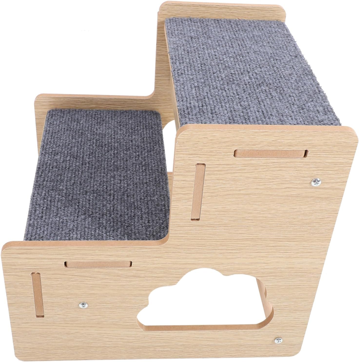 Soft Wooden Pet Stair Portable Climbing Steps for Small Dogs and Cats Easy to Carry Versatile Design for Sofa and Bed Access Non-Slip Cloud-Shaped Two-Step Stairs