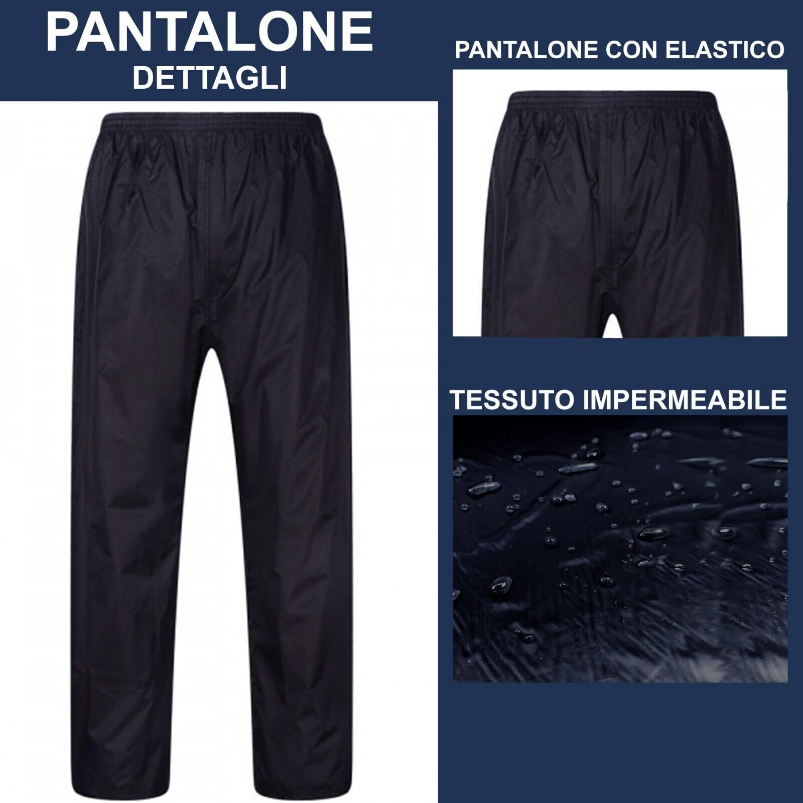 Susy Shop Combinaison de pluie complète, imperméable, pour moto, scooter, vélo, coupe-vent avec capuche, en différentes tailles