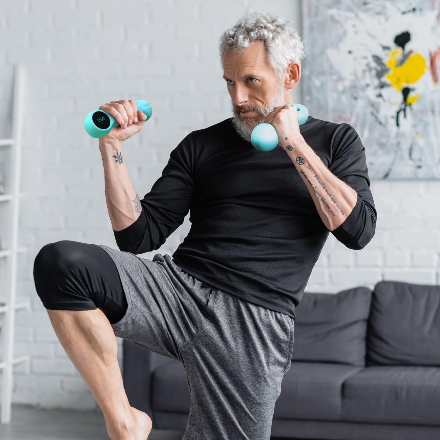 AsVIVA KH3 hantle gimnastyczne i obręcz HH1 Hula Hoop fitness, 3-częściowy zestaw krótkich hantli, 3 klasy wagowe, 6 hantli + pierścień biodrowy, idealne do gimnastyki, lekkiego treningu siłowego lub