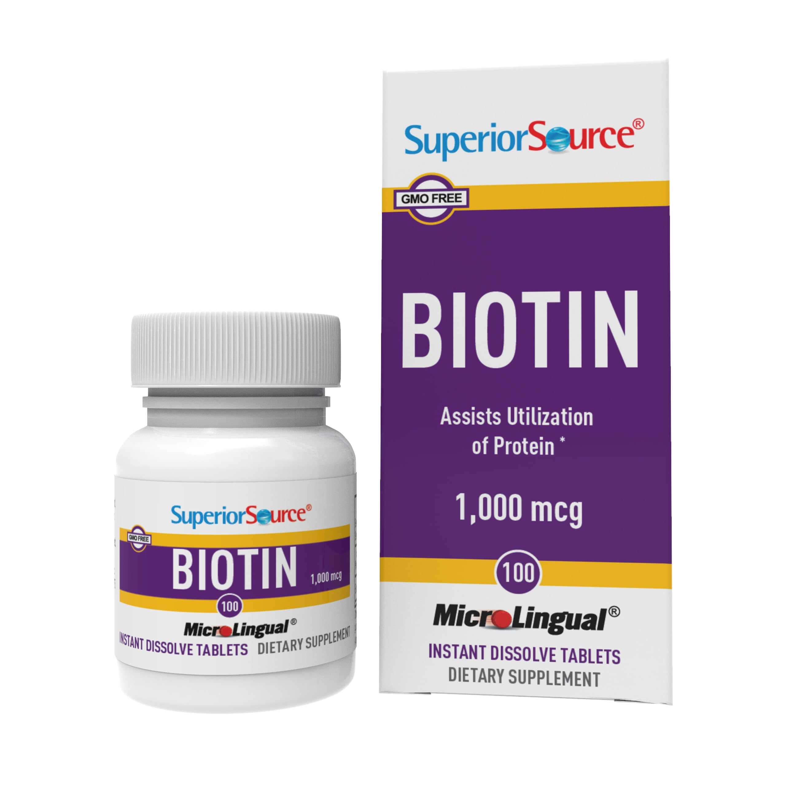 Superior Source Biotin 1,000 mcg, 100 Sublingual Tablets 100 Count (Pack of 1)