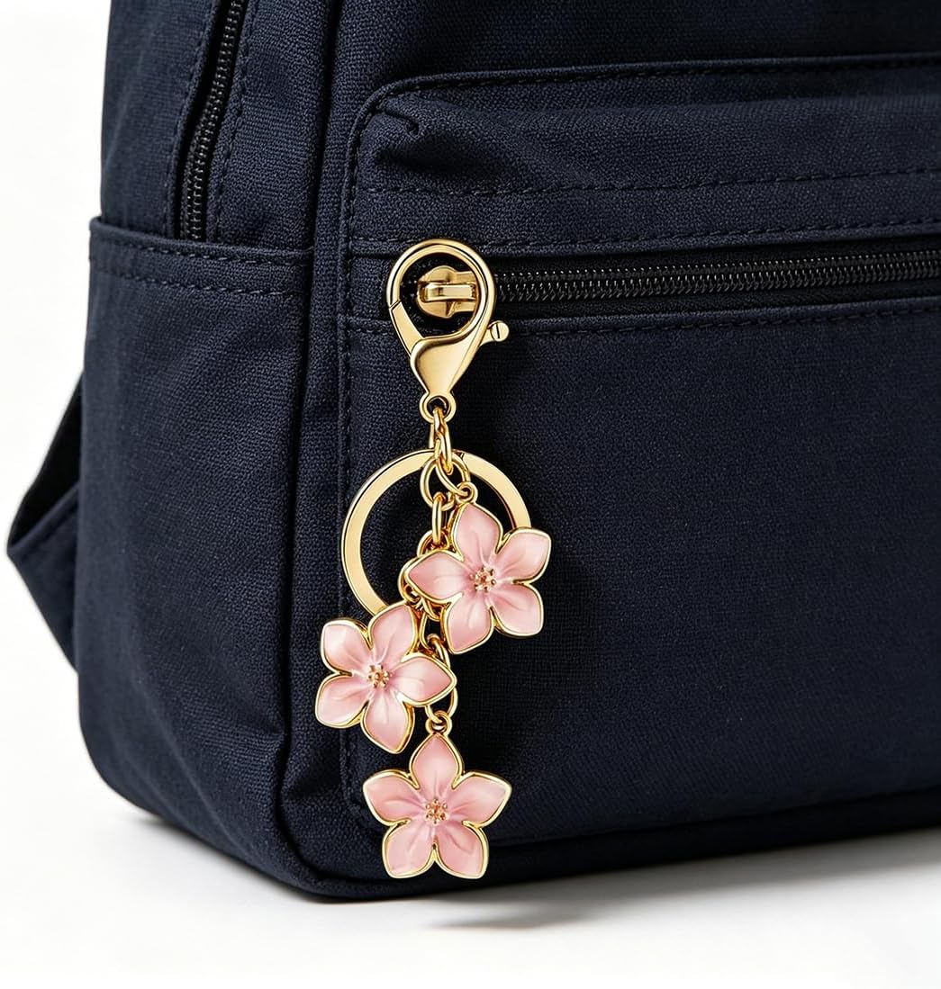 Meimimix Cute Enameled Flower Charms Keychain for Women Girls
