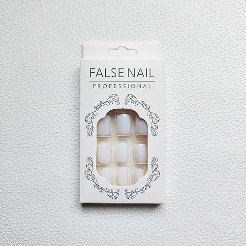 Miniatura 2 de Uñas postizas blancas a presión, uñas postizas cuadradas de cobertura completa con diseño de uñas acrílicas de color sólido, uñas artificiales