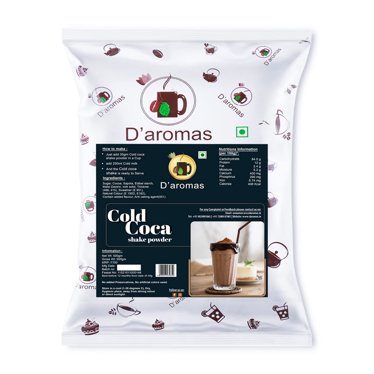 D'aromas Cold Coca Shake Premix, Instant Milkshake Powder - 500g, Ideal for Parties, Wedding, Café, Restaurant-image-8