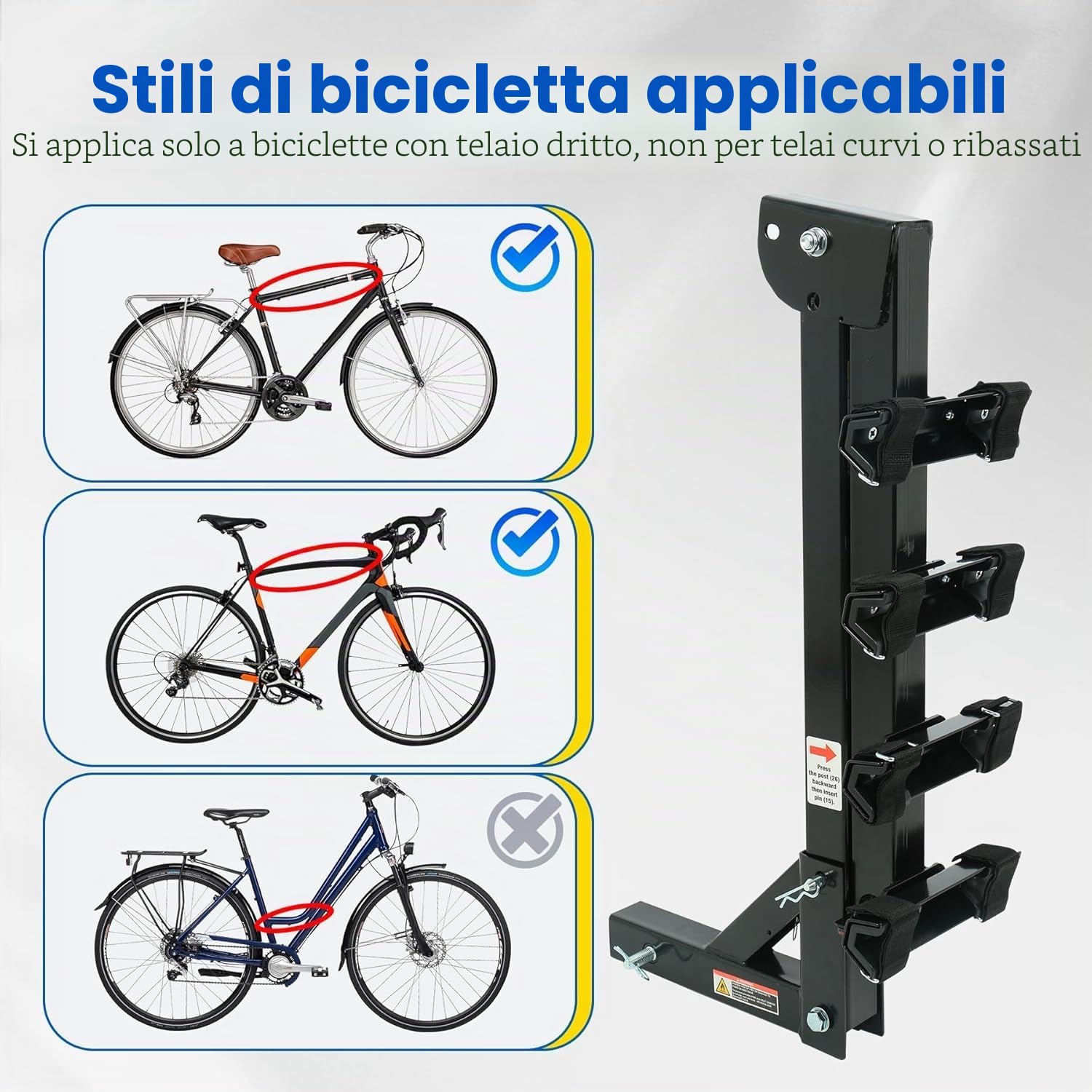 MAXXHAUL 70210 Hitch Mount Portabici 4 Bici, Nero, per Auto, Camion, SUV Minivan, Grande