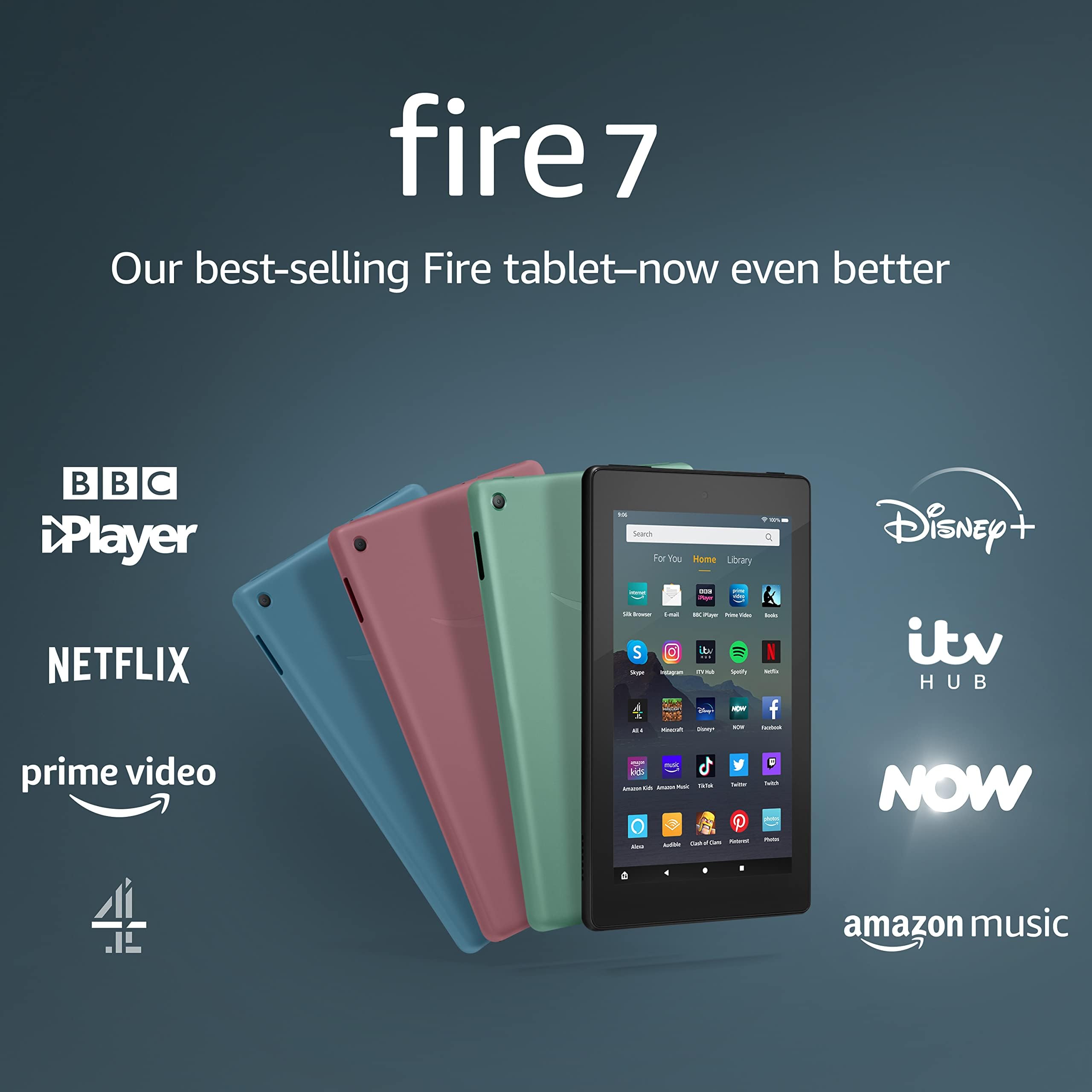 Fire 7 Tablet | 7" display, 32 GB, Twilight Blue with Ads (2019 Release)