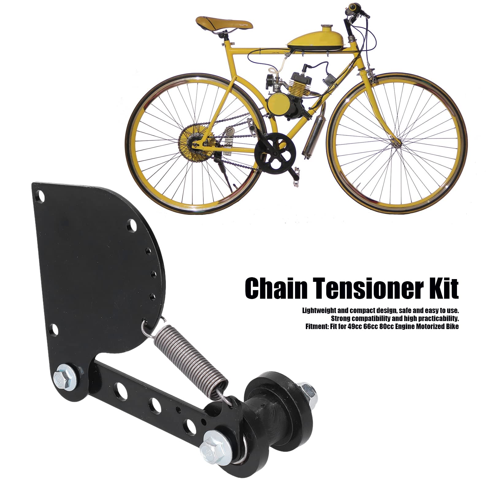 Kit Tendeur de Chaîne à Ressort,noir Kit Tendeur de Chaîne à Ressort Kit Tendeur de Chaîne à Ressort Kit Tendeur de Chaîne Tendeur de Chaîne de Vélo Tendeur de Chaîne pour Moteur 49cc 66cc 80cc électr