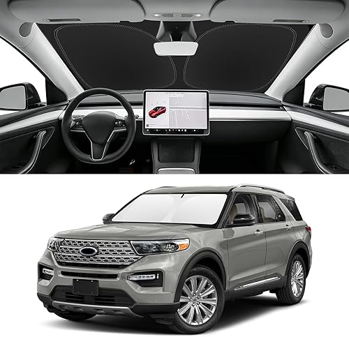 Miniatura 42 de Parasol de parabrisas de ajuste personalizado para Nissan Titan 2017-2024, bloquea los rayos UV y el calor, parasol de ventana delantera, fácil