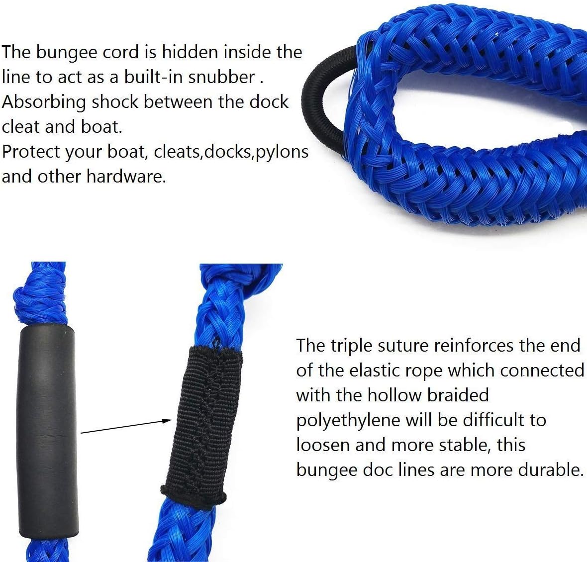 Bungee Dock Lines - Boat Accessories - 4 Feet Shock Cords Docking Rope Mooring Rope for PWC,Jet ski,Pontoon,Kayak,Canoe,Power Boat,Watercraft (Red and Black)