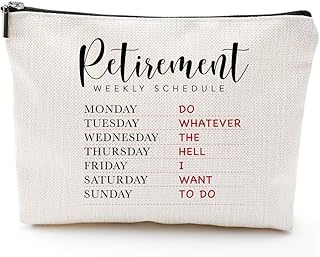 Retirement Gifts for Women, Men, Coworker, Employee, Boss, Teacher, Nurse, Mom, Aunt, Grandma, 2023 Retirement Party Decorations, Funny Humorous Retired Makeup Bag, Retirement Weekly Schedule