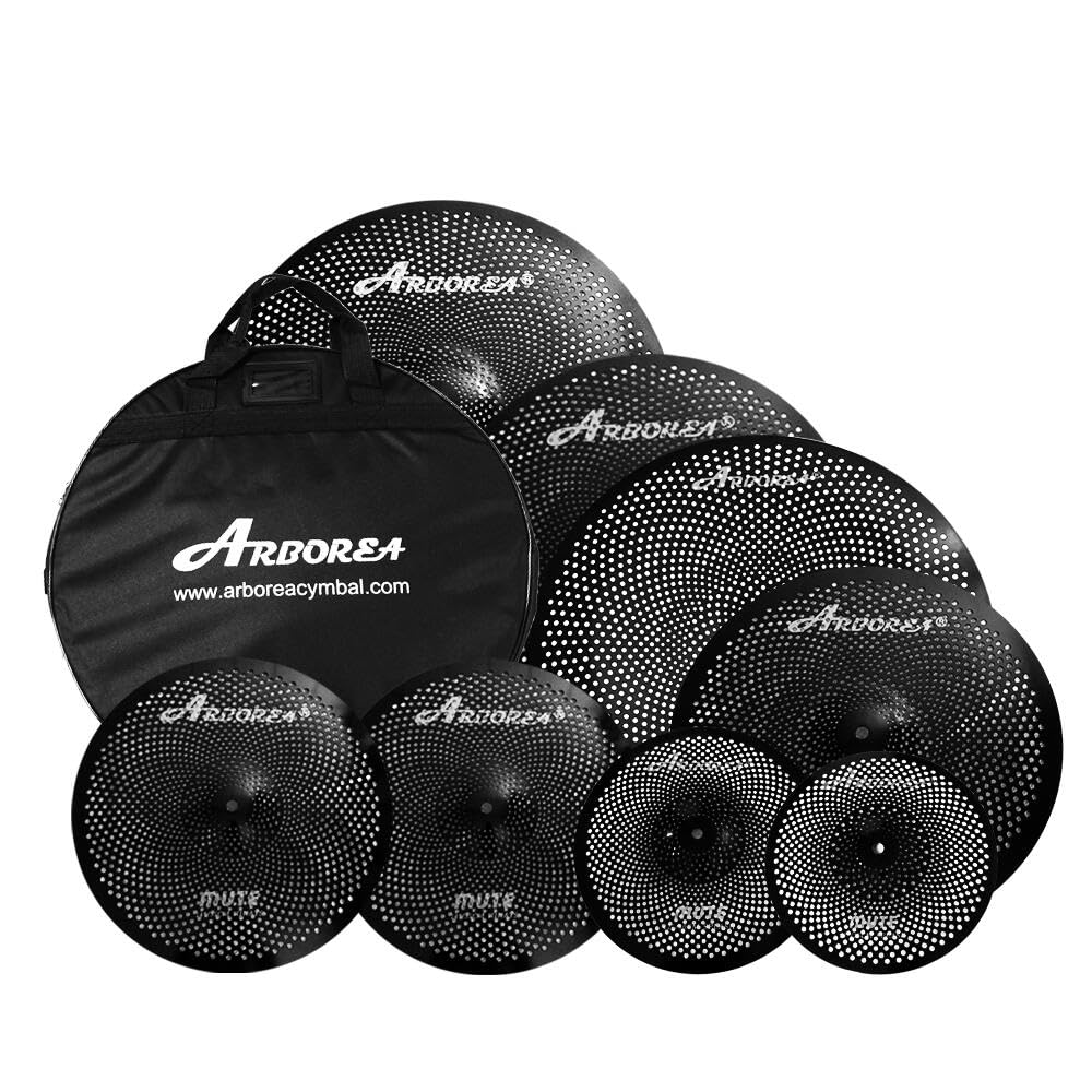 Amazon.com: Arborea Low Volume Cymbal Pack 8pcs Black Quiet