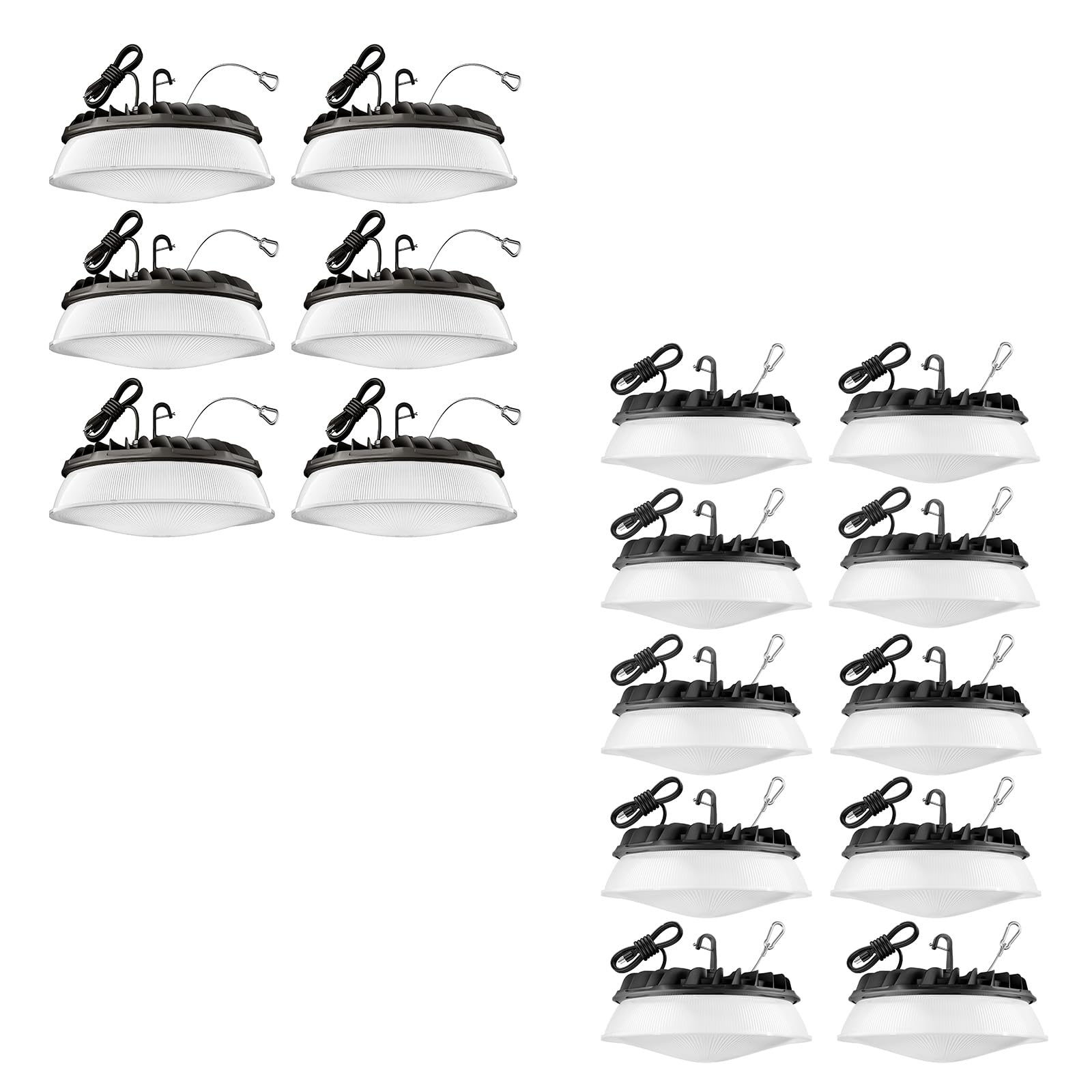 16 Pack UFO LED High Bay Lights with Reflector 6 Pack 200W and 10 Pack 155W 5000K AC110-277V