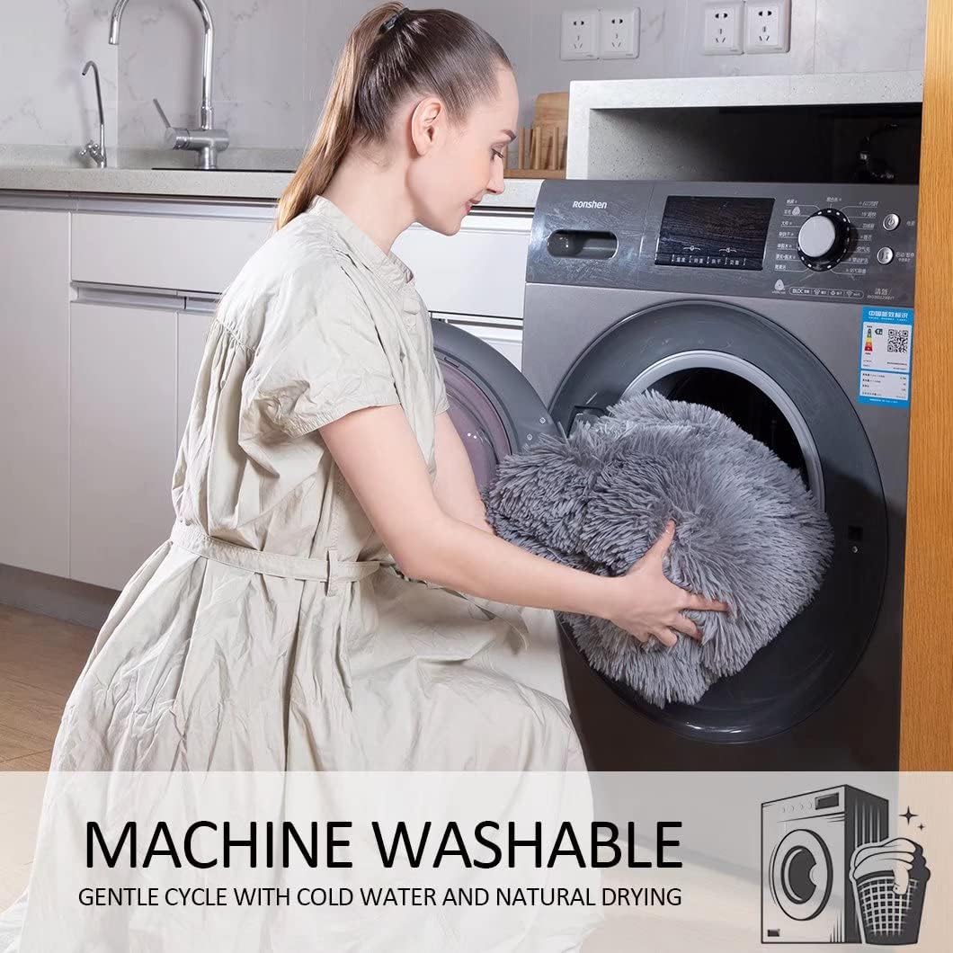 YUSOKI Grey Queen Faux Fur Blanket,2 Layers,Queen90" x 90" Without Pillows Big Soft Plush Fuzzy Large Warm Fluffy Gray Throw Blanket for Bed - Image 6