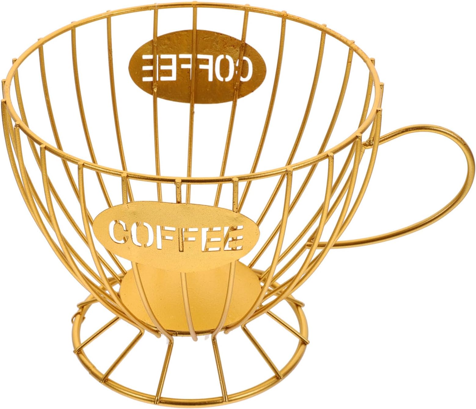 Luxshiny coffee storage basket large capacity coffee pod holder Tea Packet Storage mug shape pod organizer coffee pod holders for counter Coffee Pod Canister iron Strong coffee hollow out