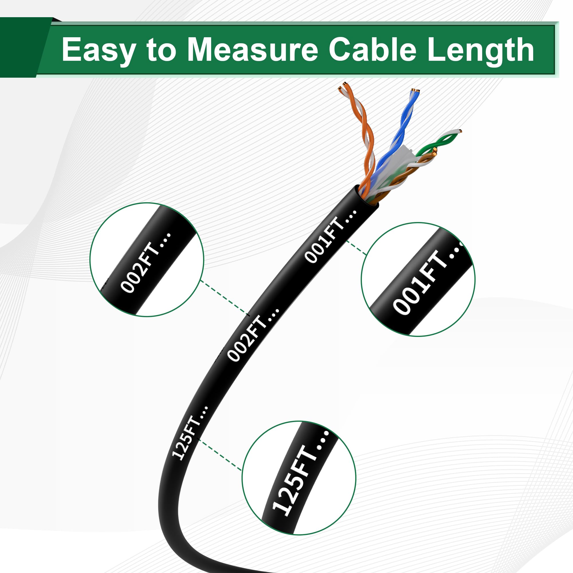 Elecan Bulk - Cavo Ethernet Cat 6, 150 m, nero, scatola facile da tirare, rame massiccio 23AWG senza ossigeno, 10 Gbps 550 Mhz, POE, morbido, flessibile, liscio, senza grovigli, UTP Internet Network