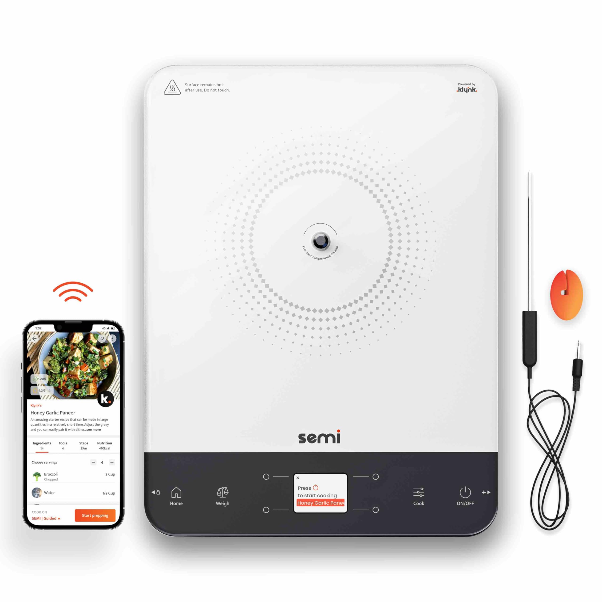 Klynk - Semi (F004001) | The Intelligent Induction Cooktop with Temperature Probe (White) | Auto Guided Cooking | 2200 Watt | 1 Year Warranty-image-37
