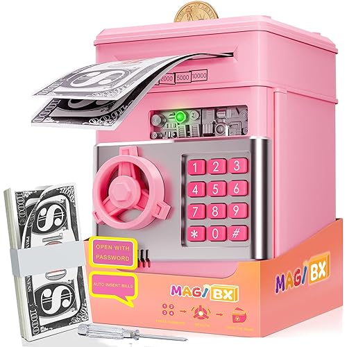 Kids Piggy Bank for Girls - Toys for 5 6 7 8 9 10 Year Old Girl Birthday Gifts - Electronic Piggy Bank ATM Machine Money Safe for Kids Toys Age 6-8-10